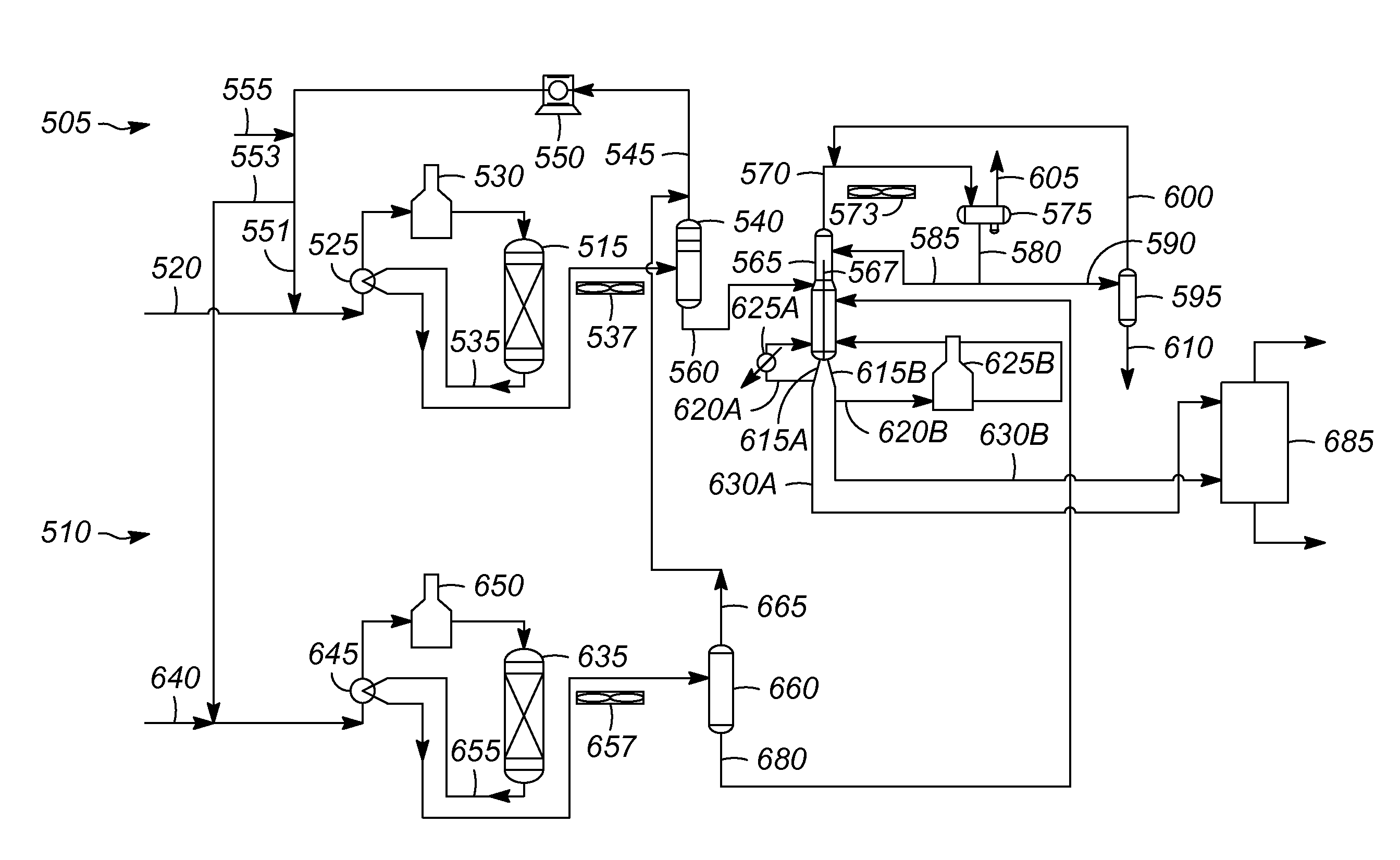 Combined xylene isomerization and transalkylation process unit