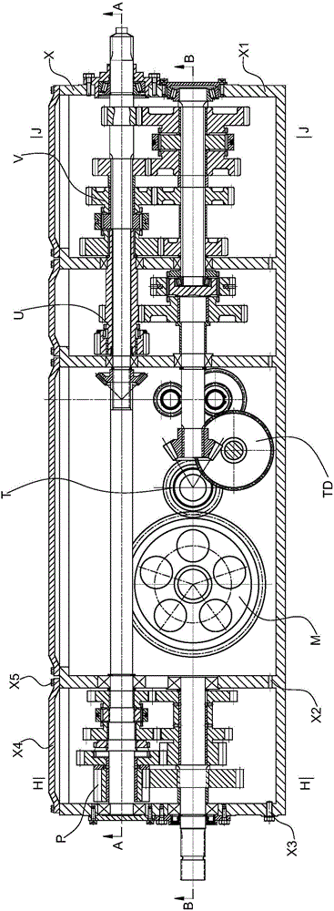 Caterpillar band equipment transmission suitable for remote control of gear shifting