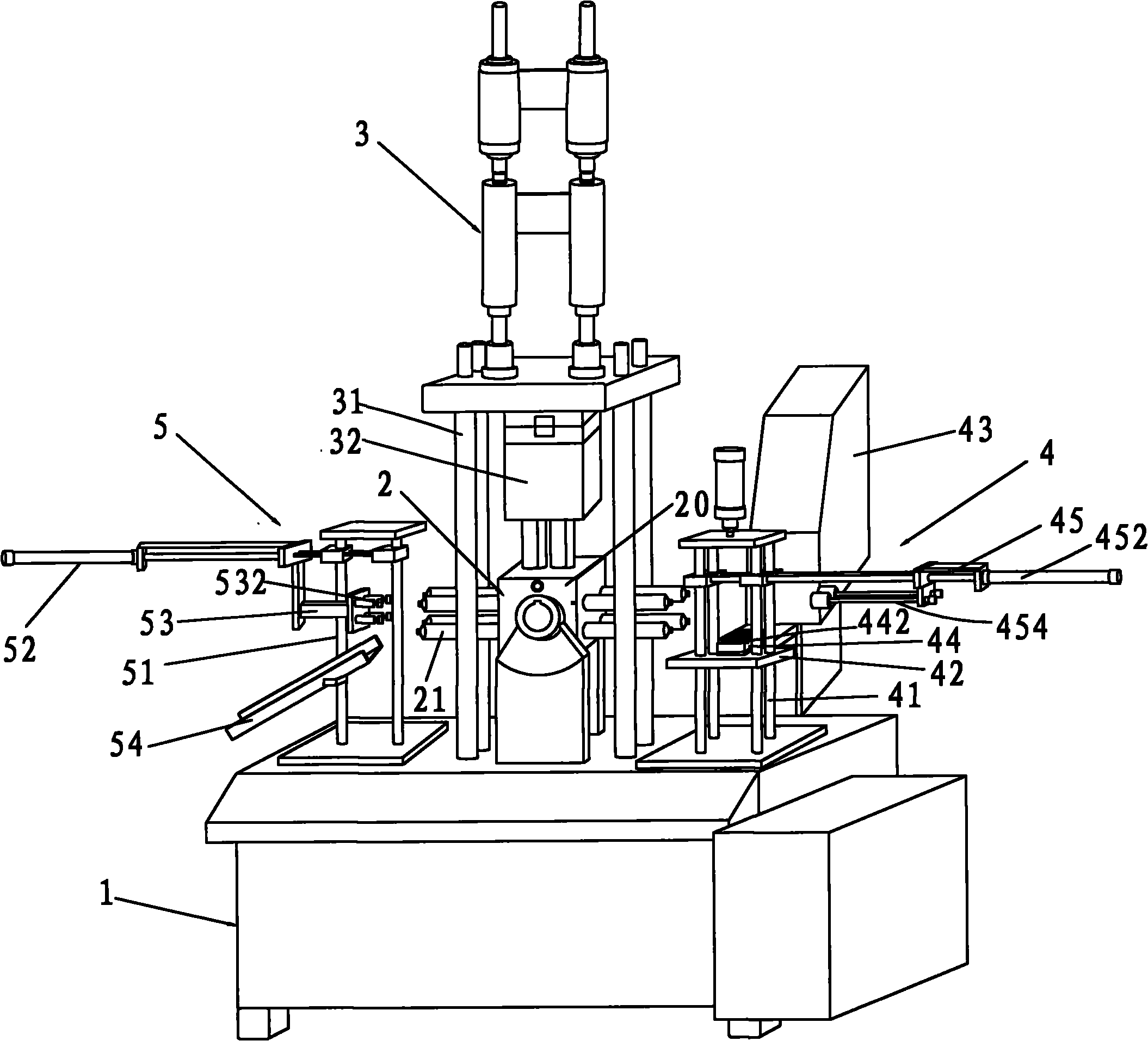 Full-automatic vertical mold-transferring hose injection head machine