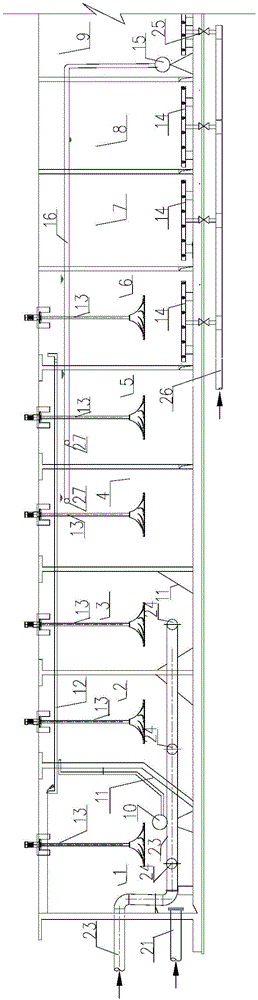 Multi-cell A&lt;2&gt;O system of sludge anoxic and strengthened fermentation hydrolysis and application thereof