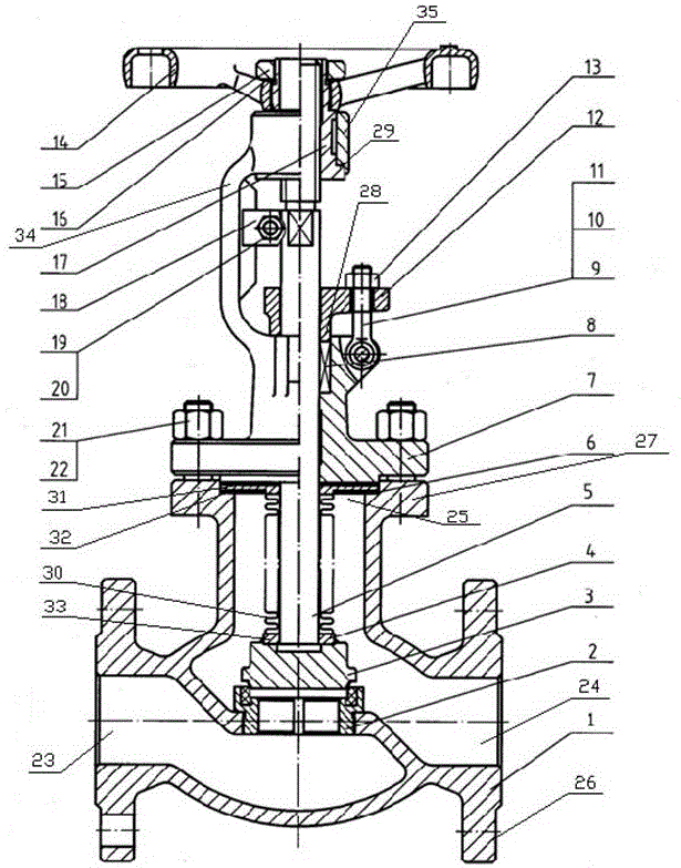 Special corrugated pipe stop valve for chlorine gas