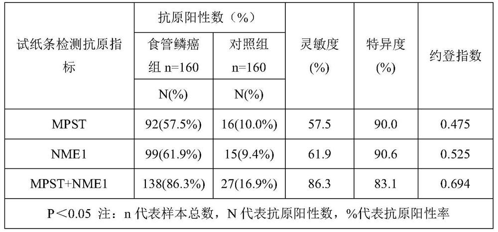 A test strip for early screening of esophageal squamous cell carcinoma