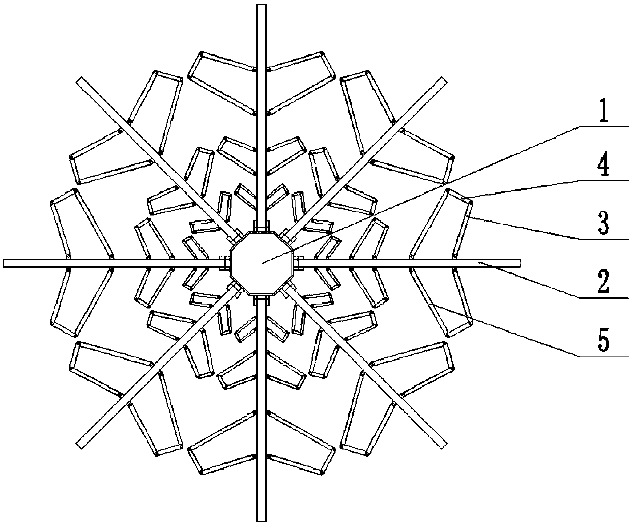 Sensitive plant simulating variable topology folding and unfolding mechanism employing rigidity hinge connection