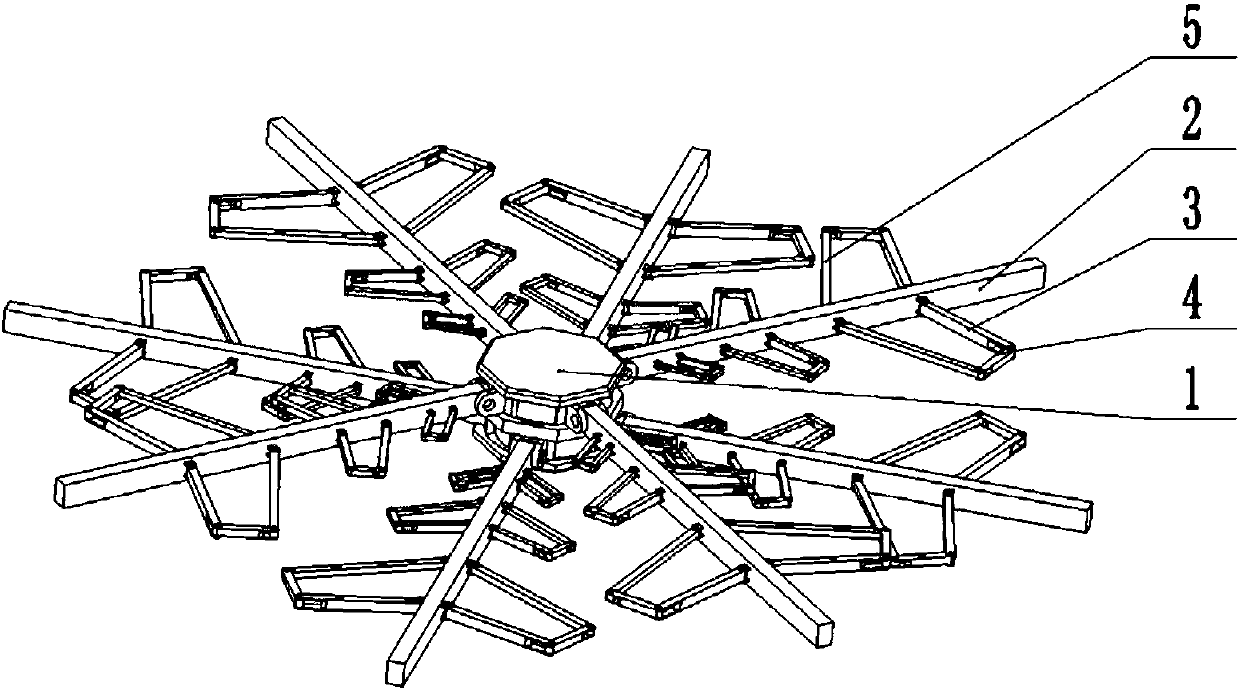 Sensitive plant simulating variable topology folding and unfolding mechanism employing rigidity hinge connection