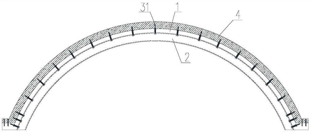 Combination of prefabricated arched floor and laminated arched slab