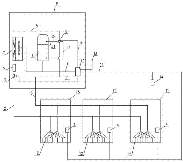 Wind source heat pump system capable of conducting radiant cooling and heating by using phase transformation energy of compressed steam