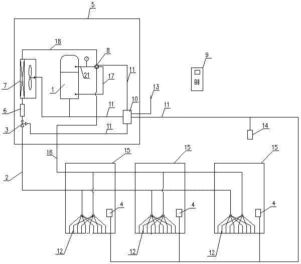 Wind source heat pump system capable of conducting radiant cooling and heating by using phase transformation energy of compressed steam