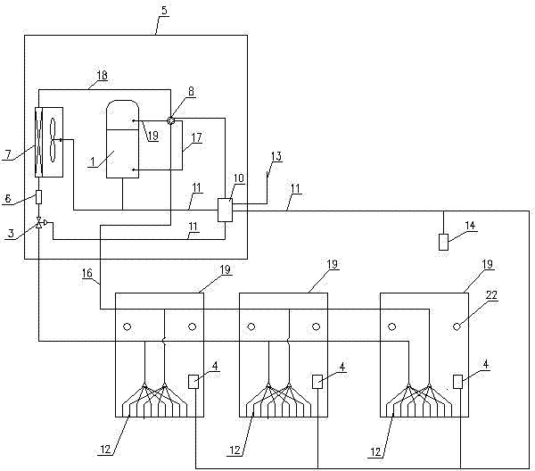 Wind source heat pump system capable of conducting radiant cooling and heating by using phase transformation energy of compressed steam