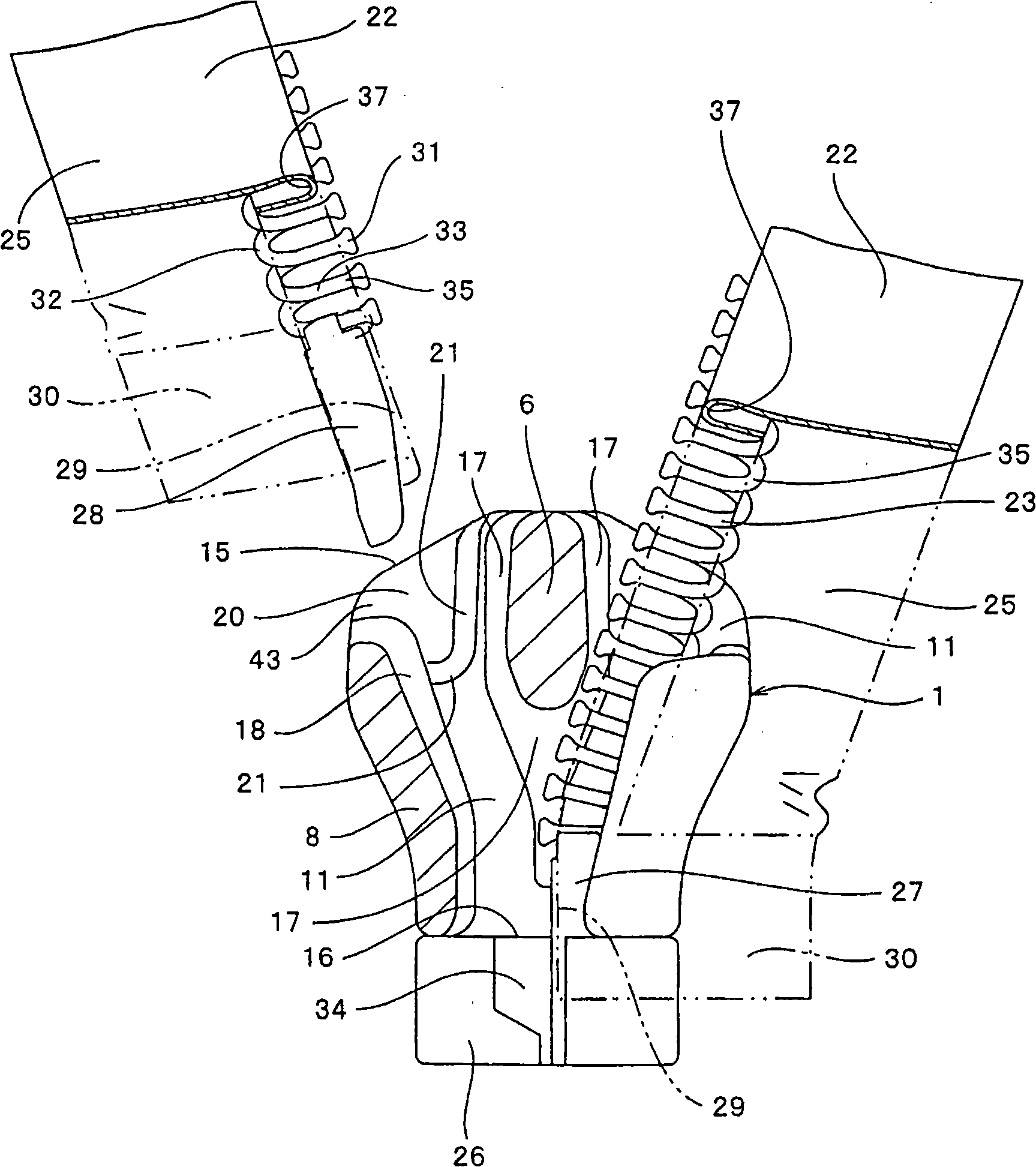 Slider for concealed type slide fastener with separable bottom end stop