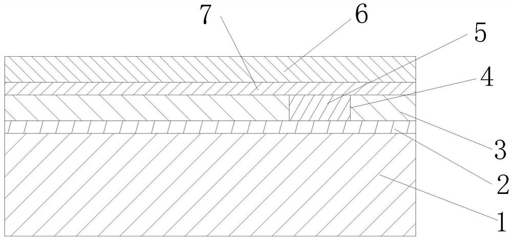 Composite material for presenting engraved type suspended graphics and texts on packaging box and manufacturing method thereof