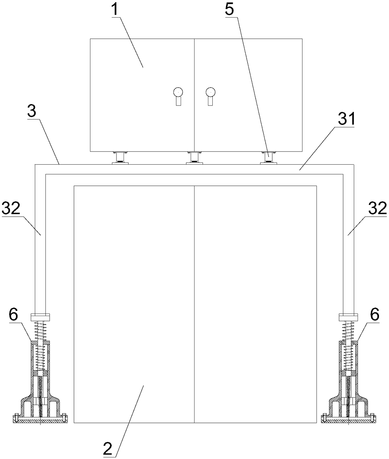 Vibration-proof device for electric control cabinets of wire drawing machine