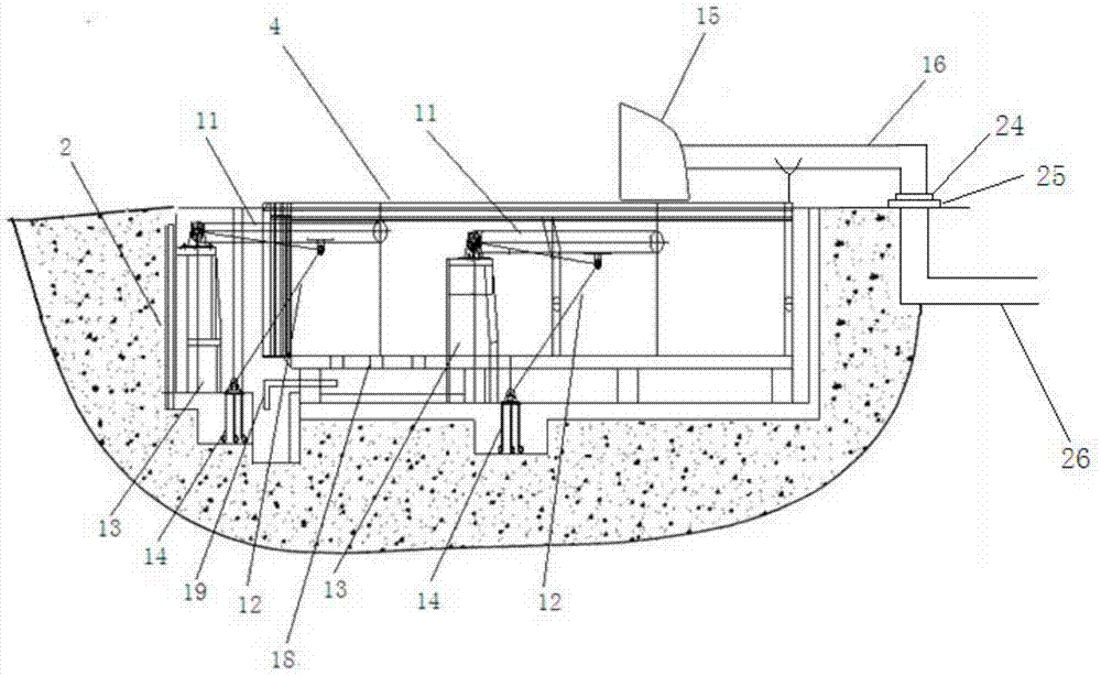 Swing-up environment-friendly pit garbage compression station