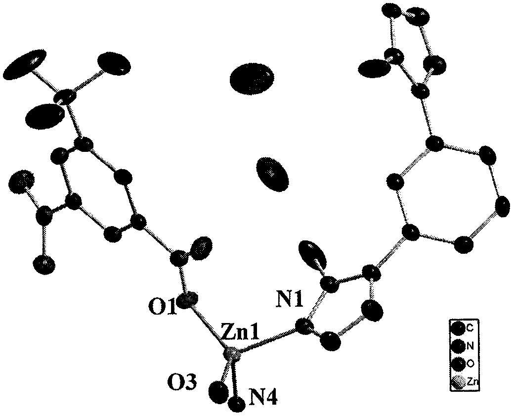 Synthesis method of three-dimensional zinc complex, and application of three-dimensional zinc complex as fluorescent probe and photodegradation and ferroelectric material