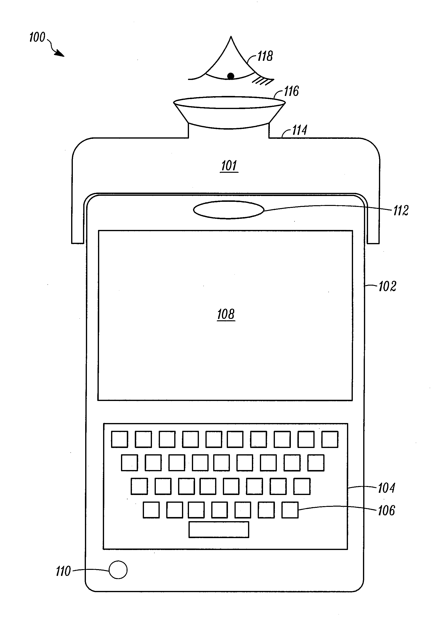 Portable device having a virtual display