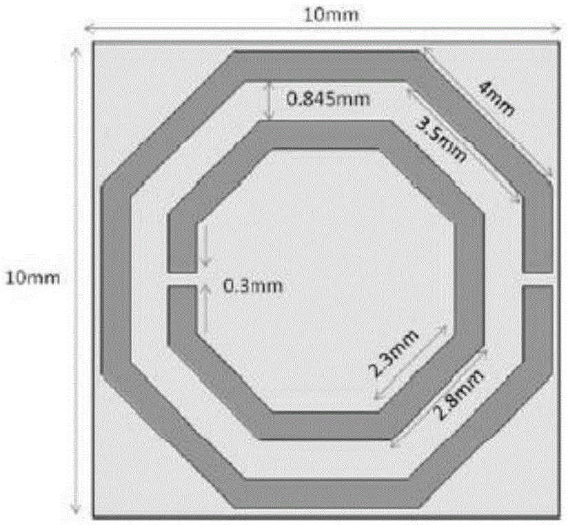 Alternative gap regular octagon-shaped dual-band electromagnetic metamaterial structure