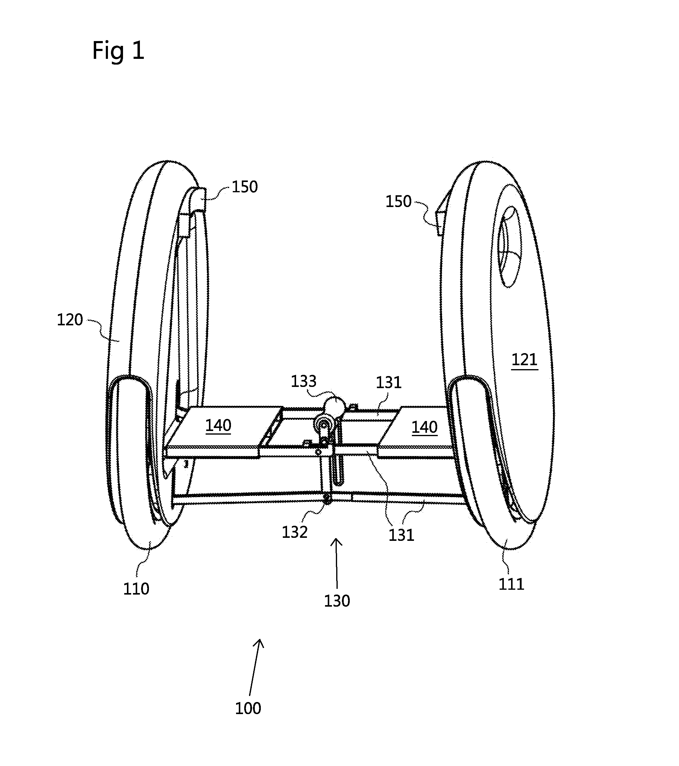 Low-Profile Two-Wheeled Self-Balancing Vehicle with Exterior Foot Platforms