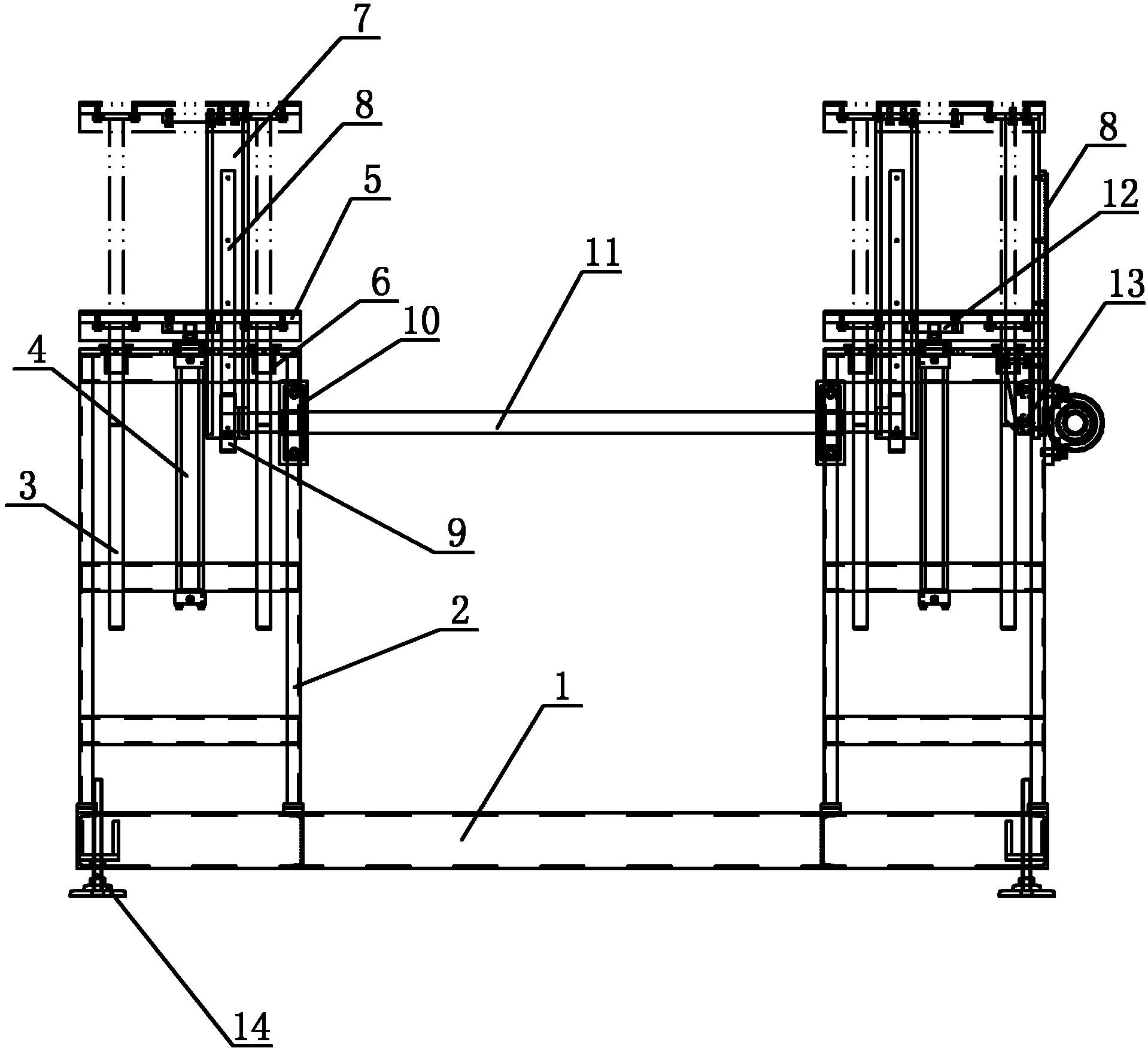 Synchronous lifting platform with four columns