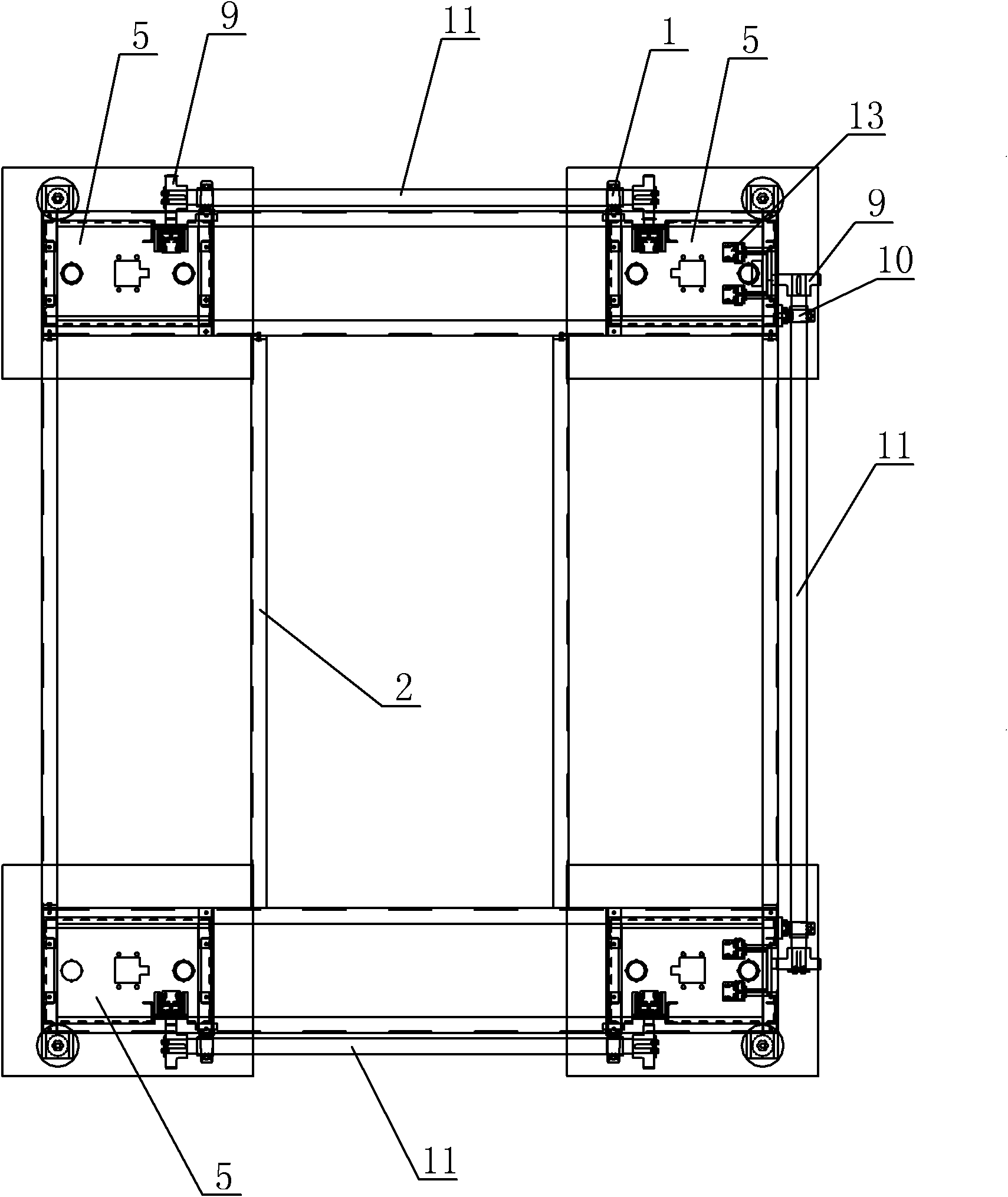 Synchronous lifting platform with four columns