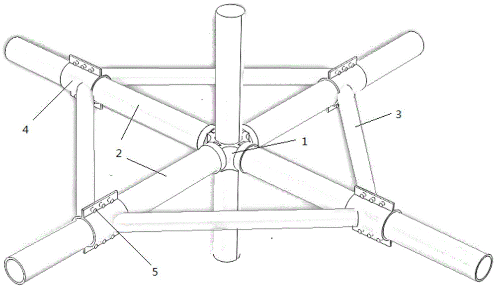 Universal joint inclined strut capable of being conveniently applied inside and outside supporting frame