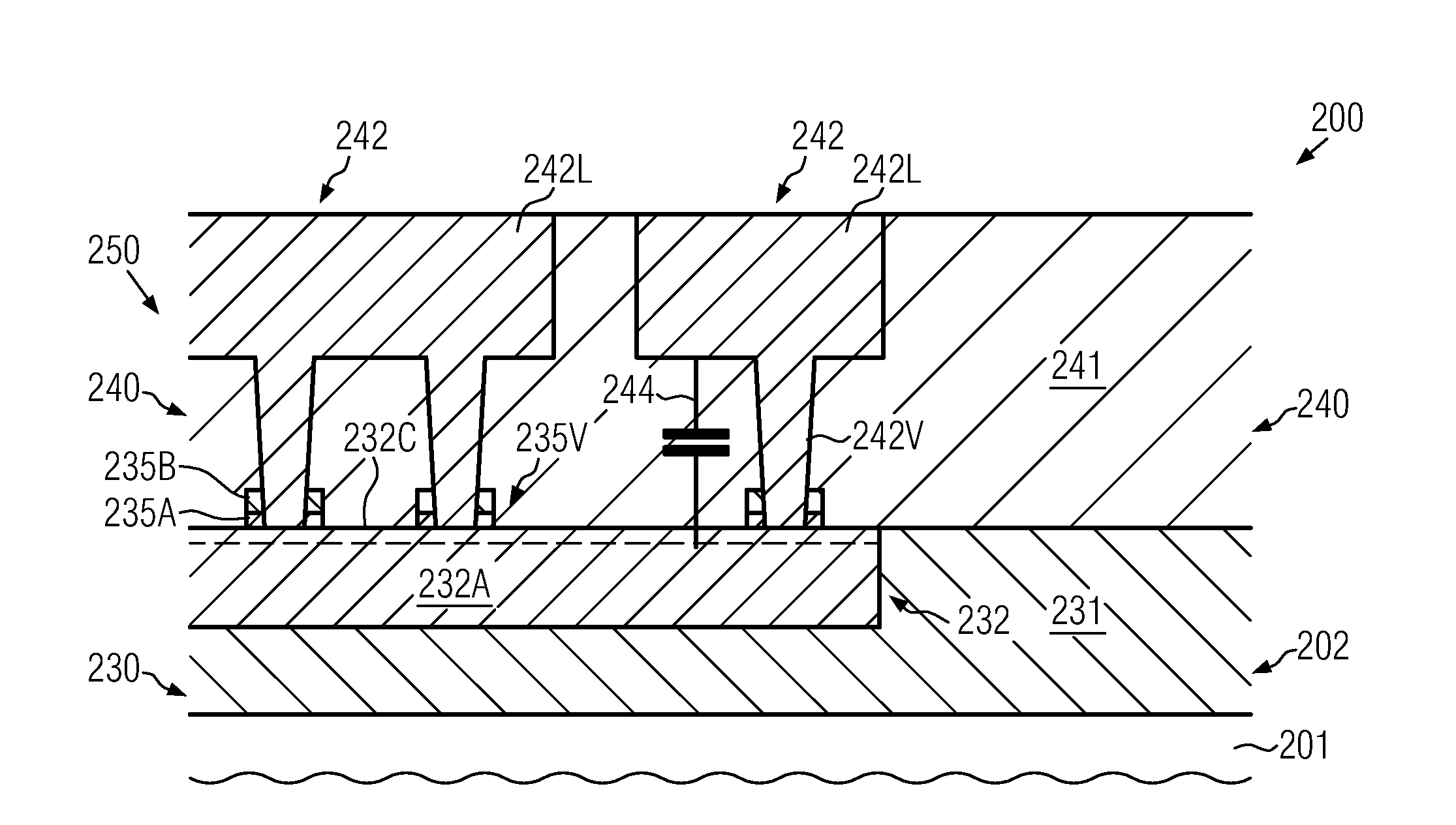 Semiconductor device comprising metallization layers of reduced interlayer capacitance by reducing the amount of etch stop materials