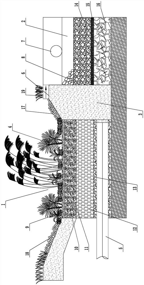 A water storage slow infiltration type green space system