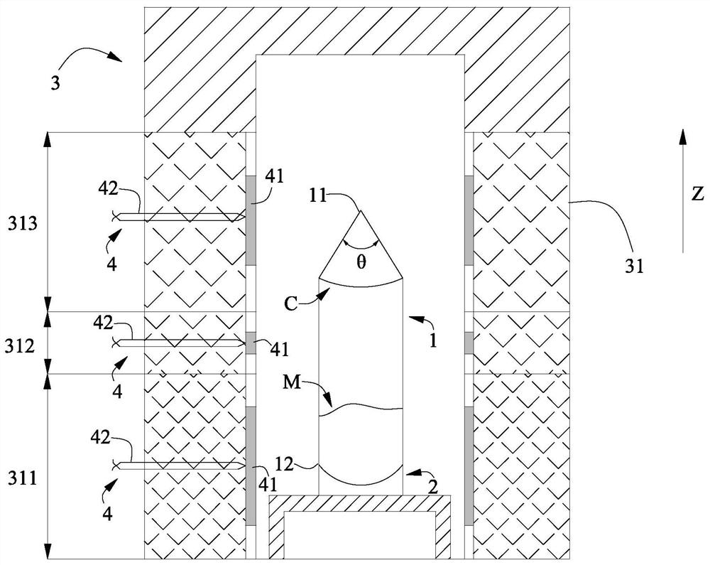 Cadmium telluride crystal growth device and growth method thereof