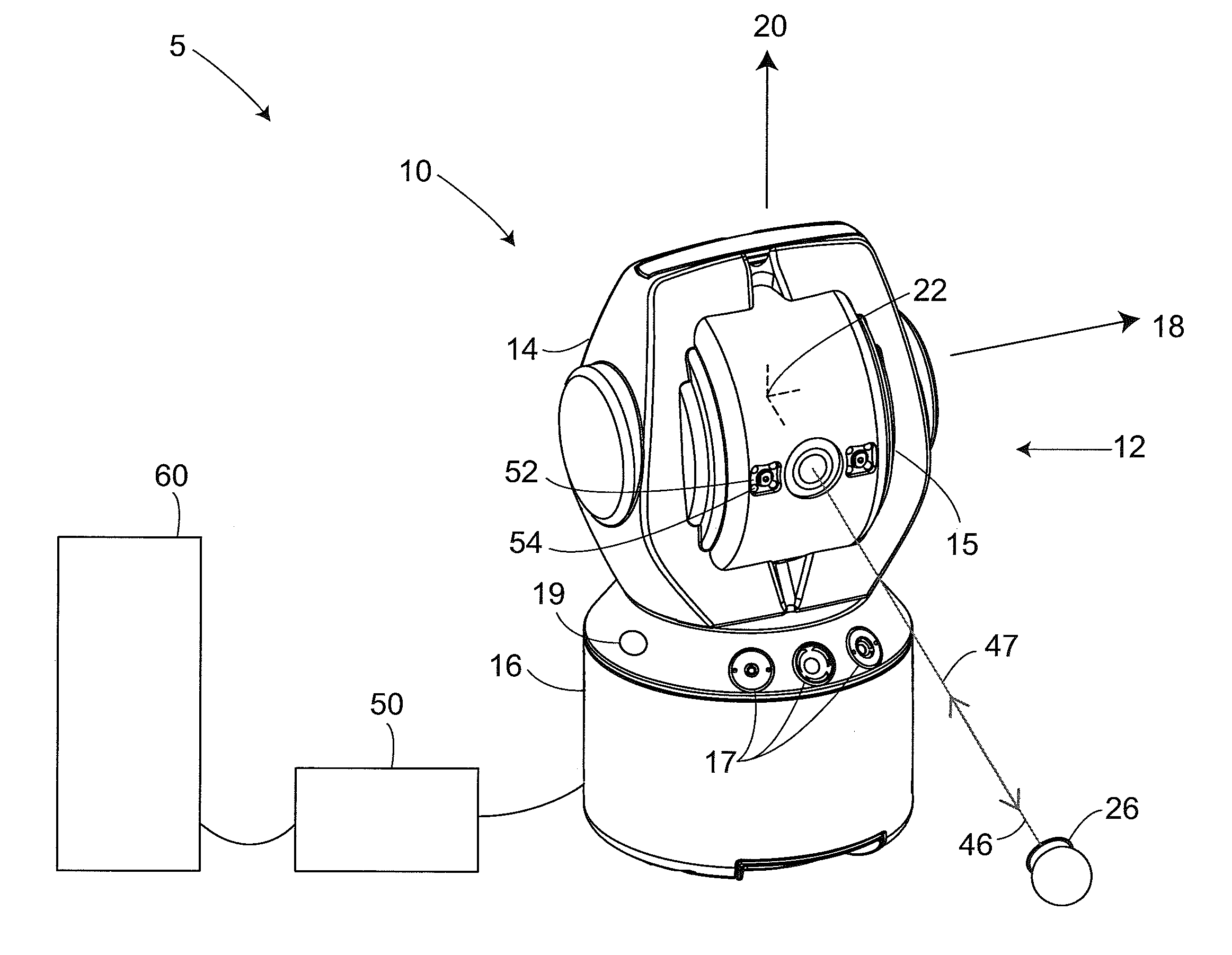 Six degree-of-freedom laser tracker that cooperates with a remote projector to convey information