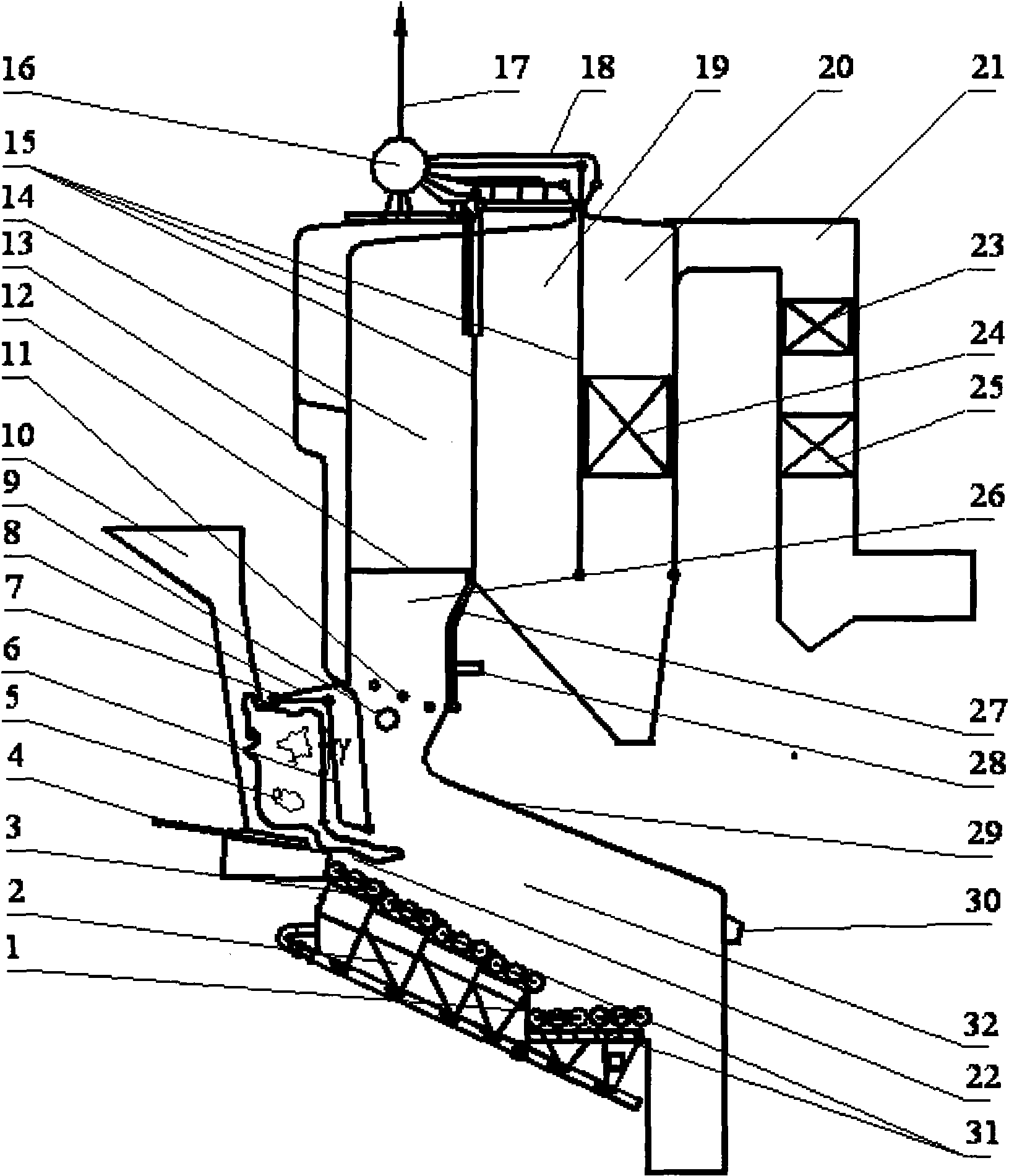 Roller fire grate garbage incinerator and preheating combustion method