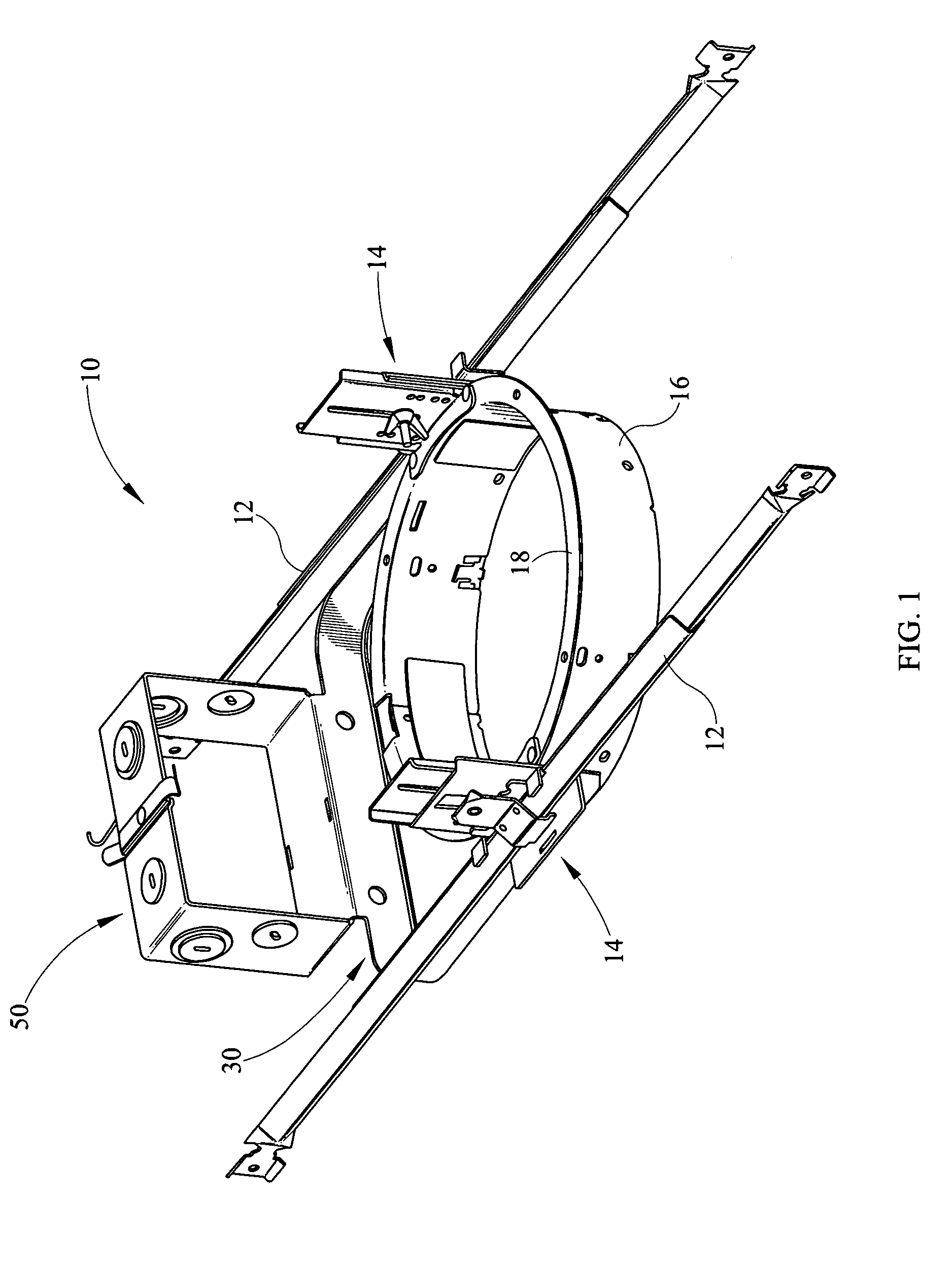 Unitized fixture frame and junction box and method of forming same