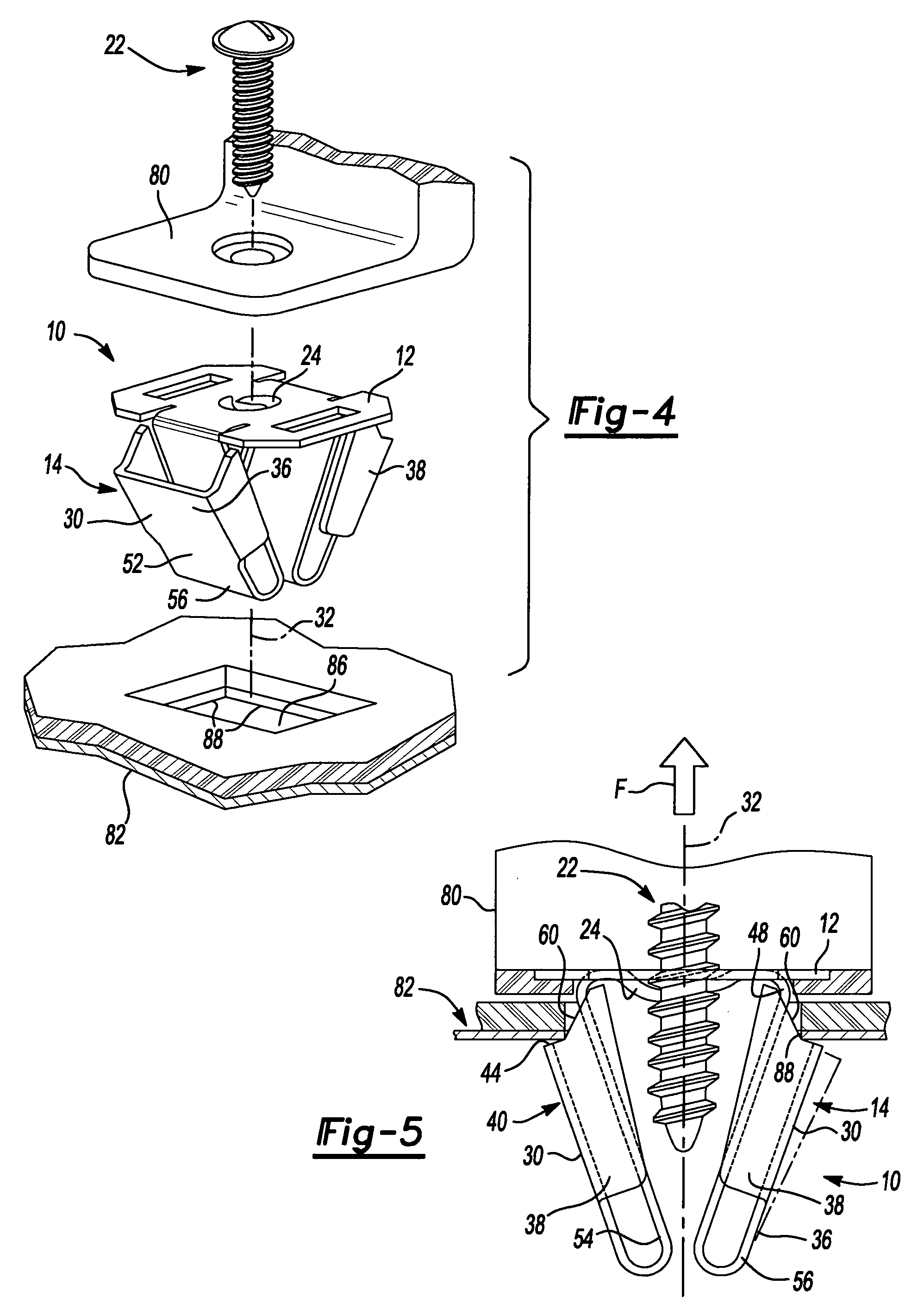 Resilient clip fastener