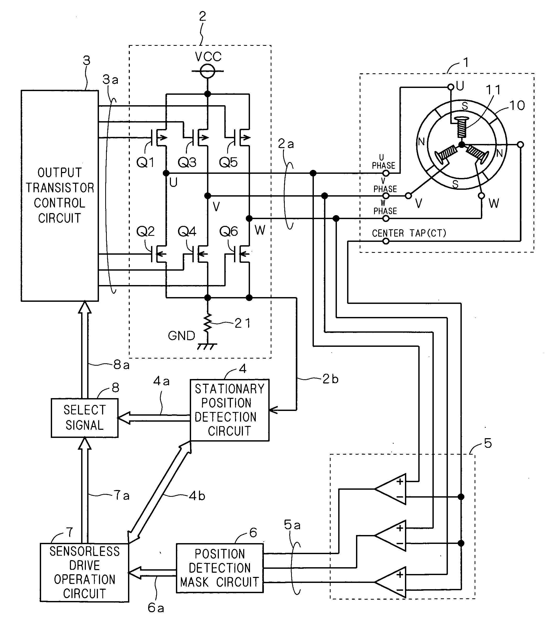 Stationary position detection circuit and motor drive circuit