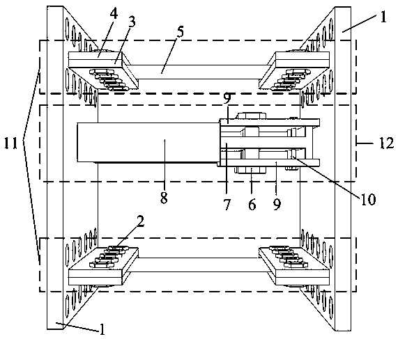 Variable stiffness and energy dissipation type fabricated transverse connection structure