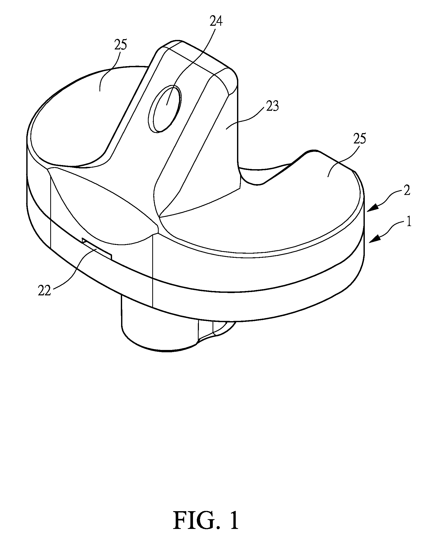 Structure improvement of an orthopaedic implant of an artificial knee joint