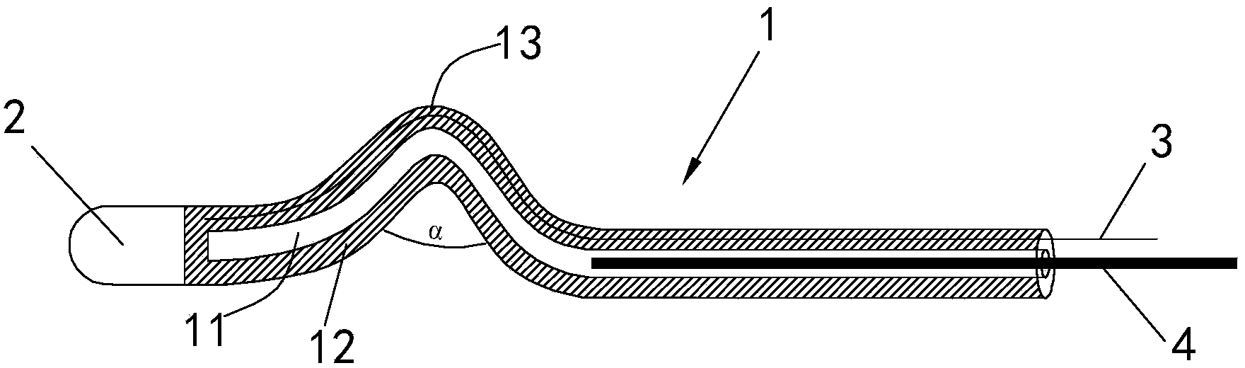 Renal denervation ablation catheter with pre-bent catheter body