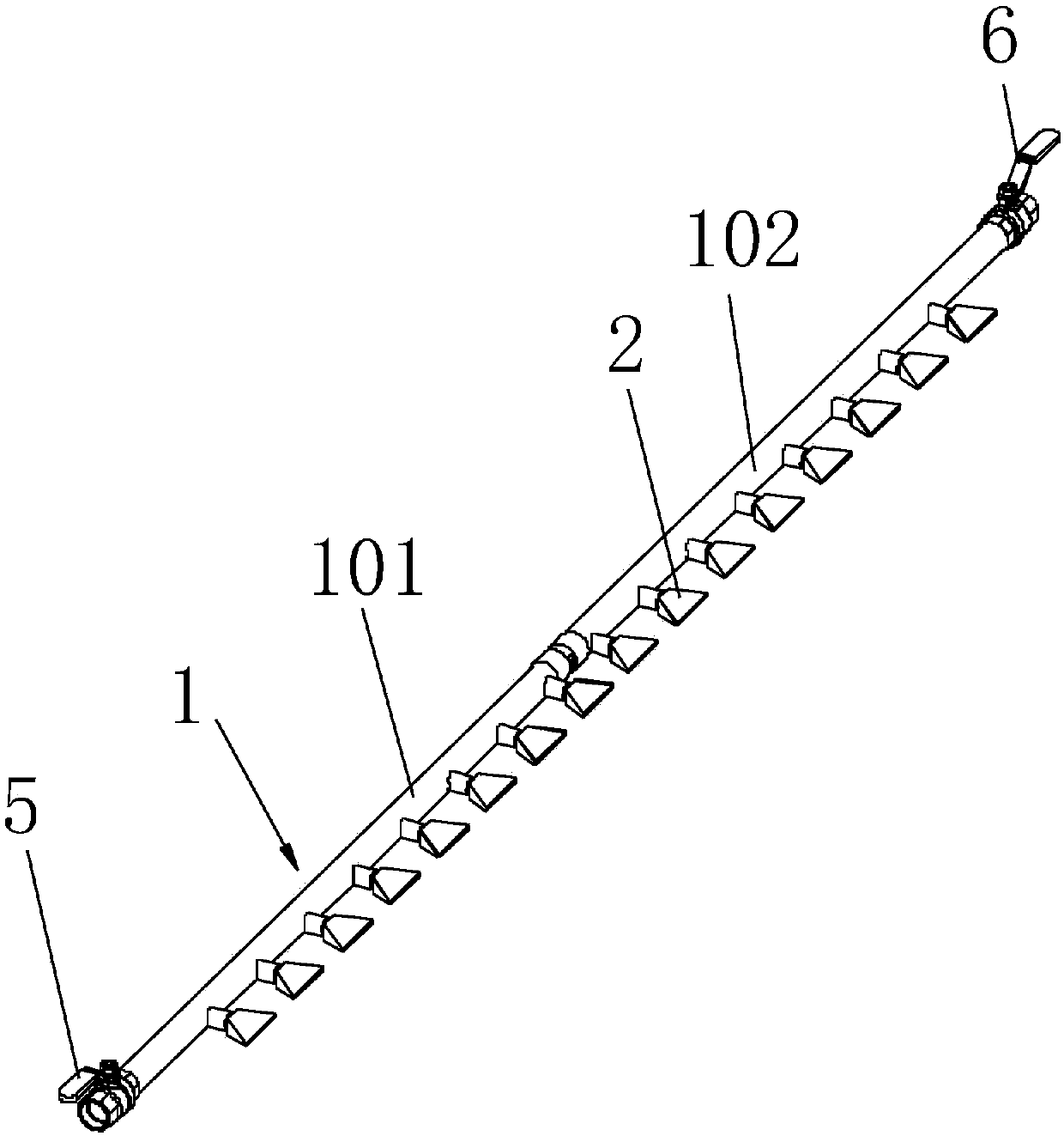 Spraying device for glass production