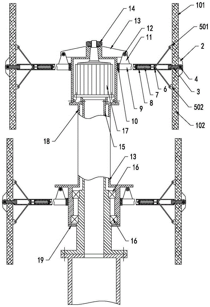 A multi-layer spread wing double swing blade vertical axis wind turbine