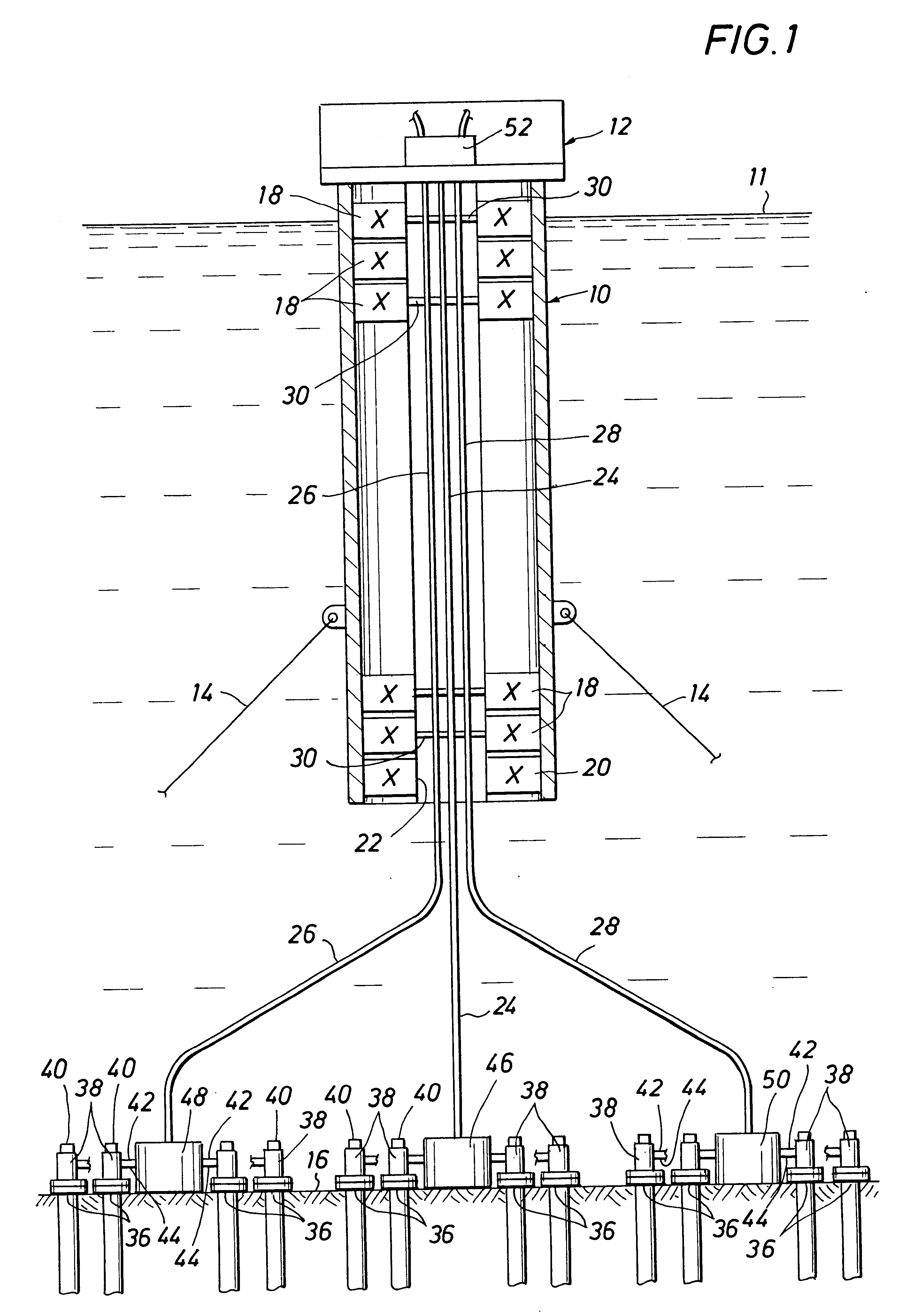 Floating spar for supporting production risers