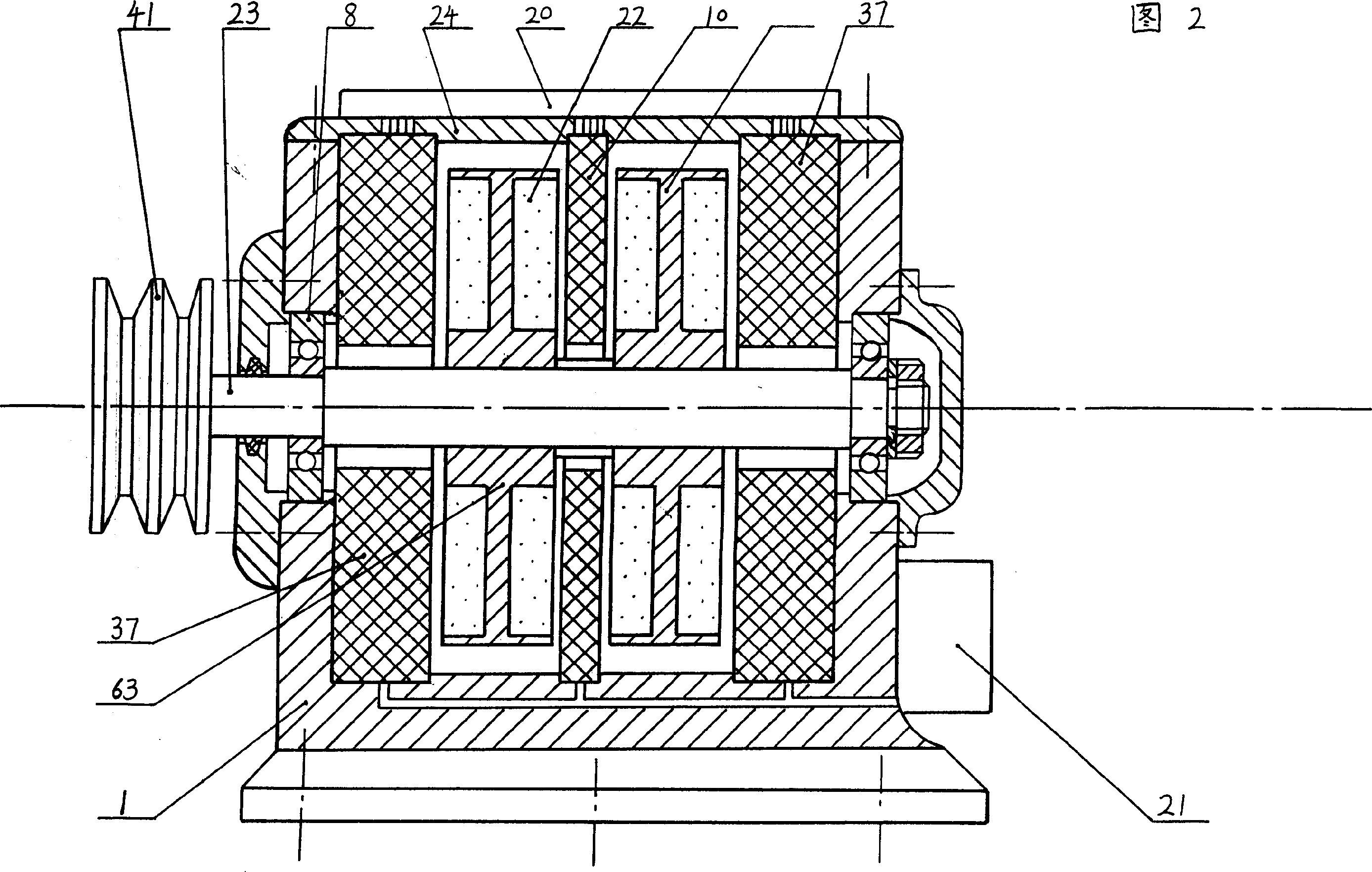 Flywheel generating, multifunctional system and manufacturing method and important component included in this system