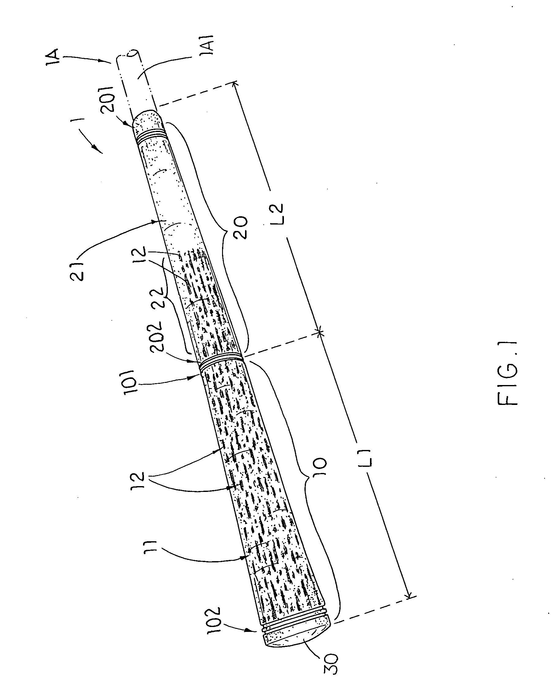 Golf club grip with anti-slip and control arrangement