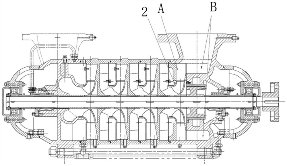 Volute type discharge section structure for multi-stage pump and multi-stage pump