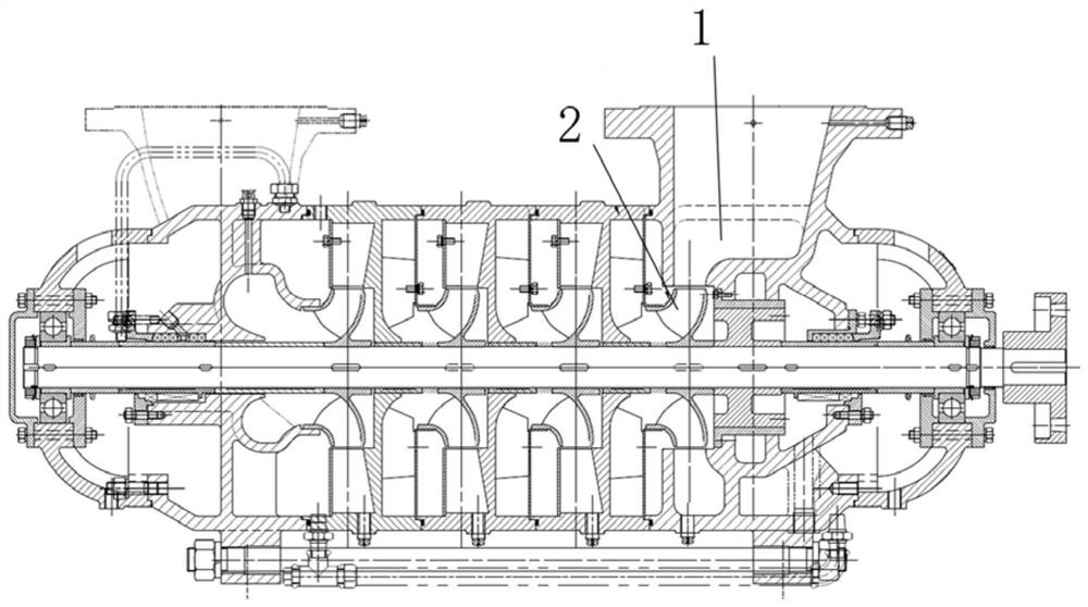 Volute type discharge section structure for multi-stage pump and multi-stage pump