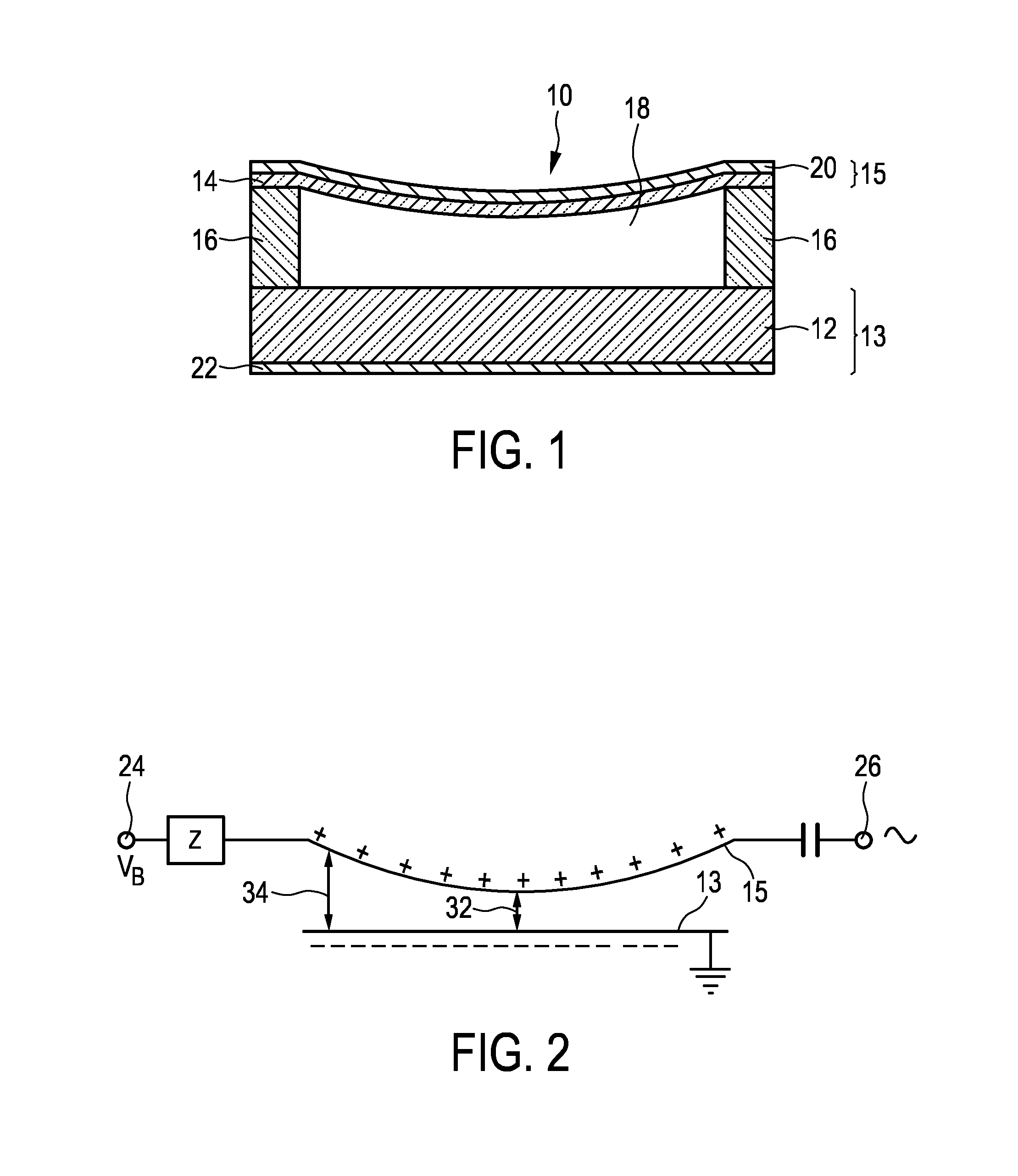 Capacitive micro-machined ultrasound transducer device with charging voltage source