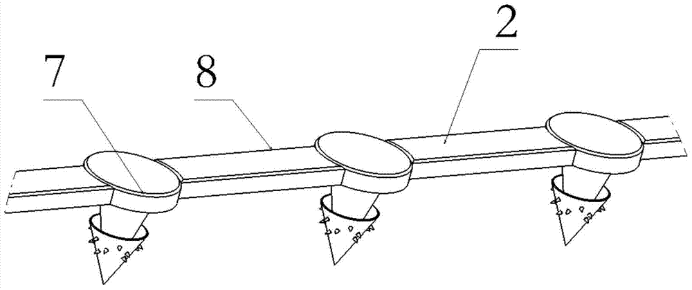 A row of nails used for aircraft snow take-off and landing blanket