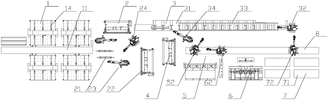 Strip workpiece production line and strip workpiece production process