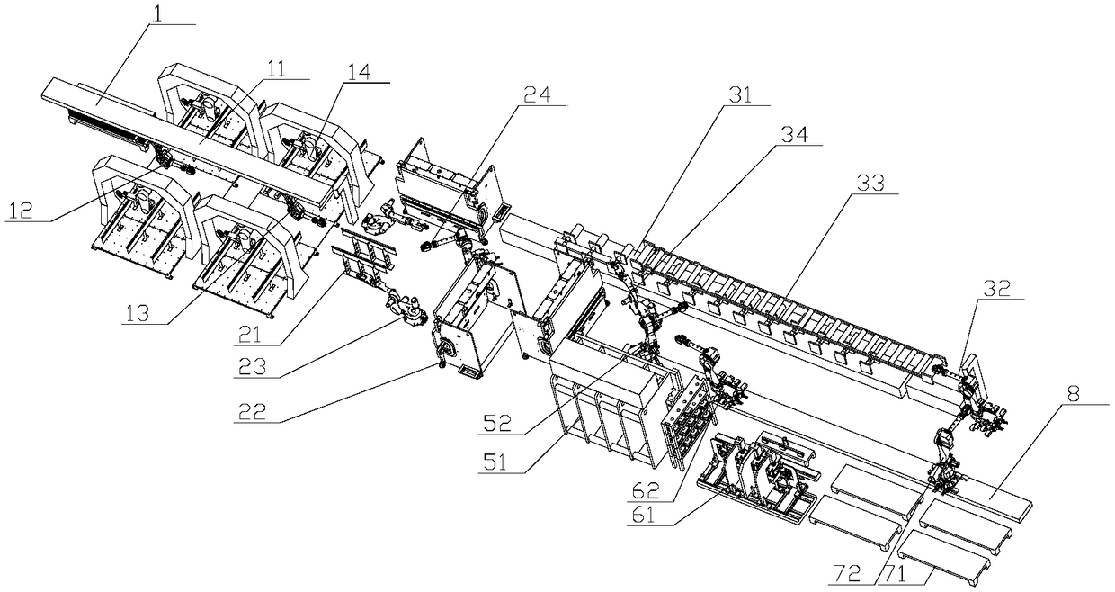 Strip workpiece production line and strip workpiece production process