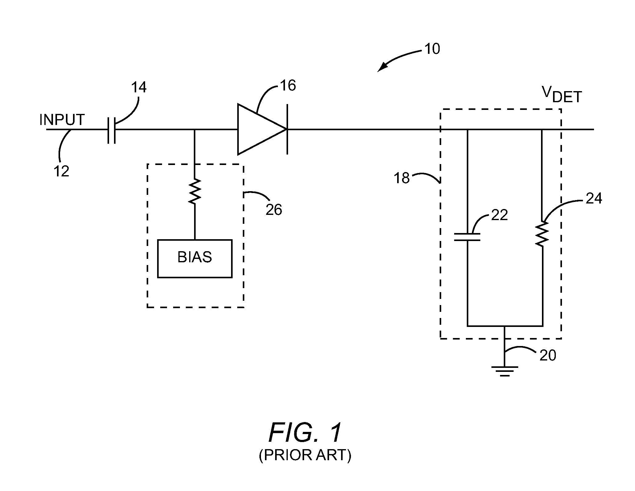 Linear detector with added diode feedback loop