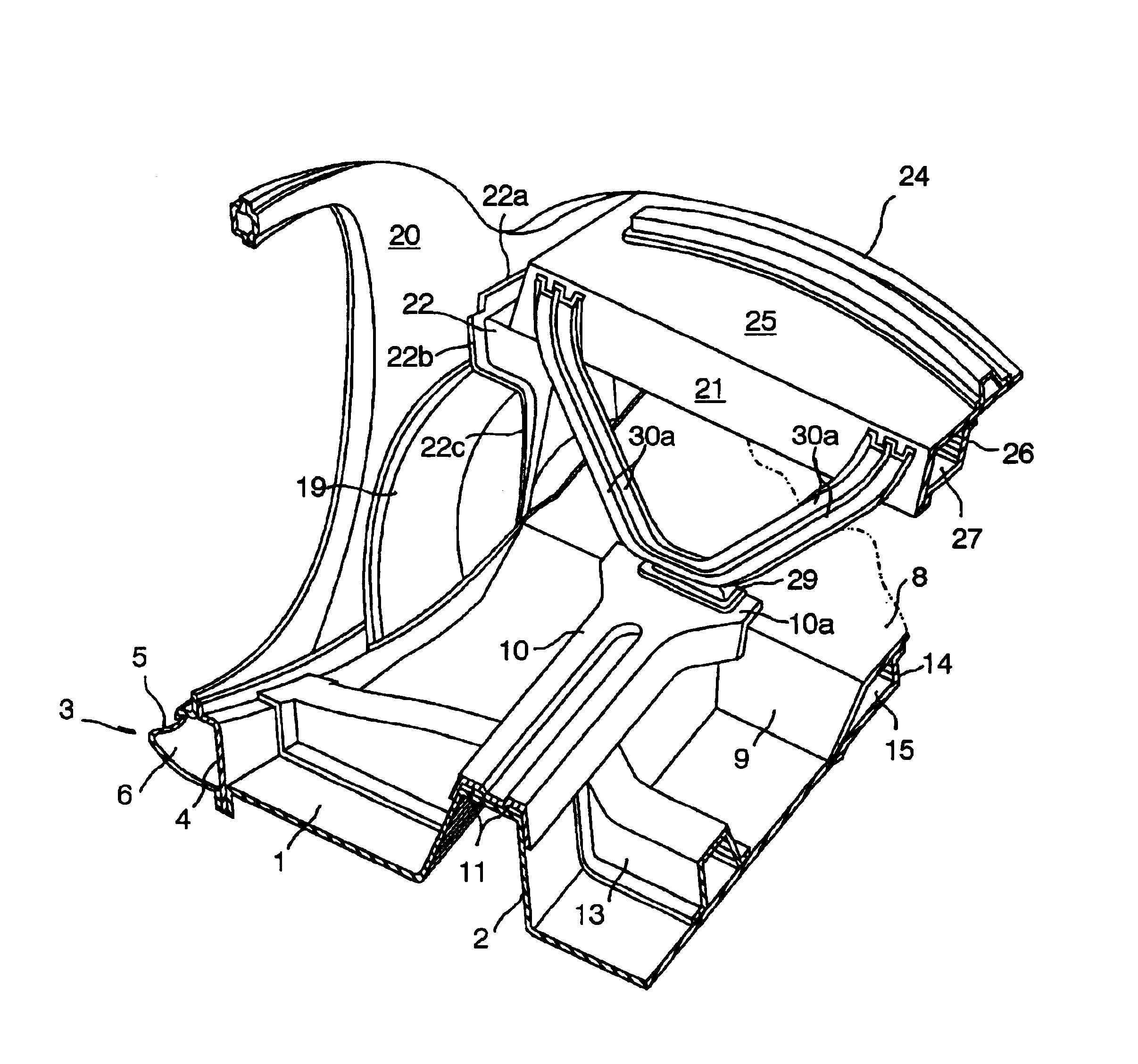 Rear body structure for vehicle body