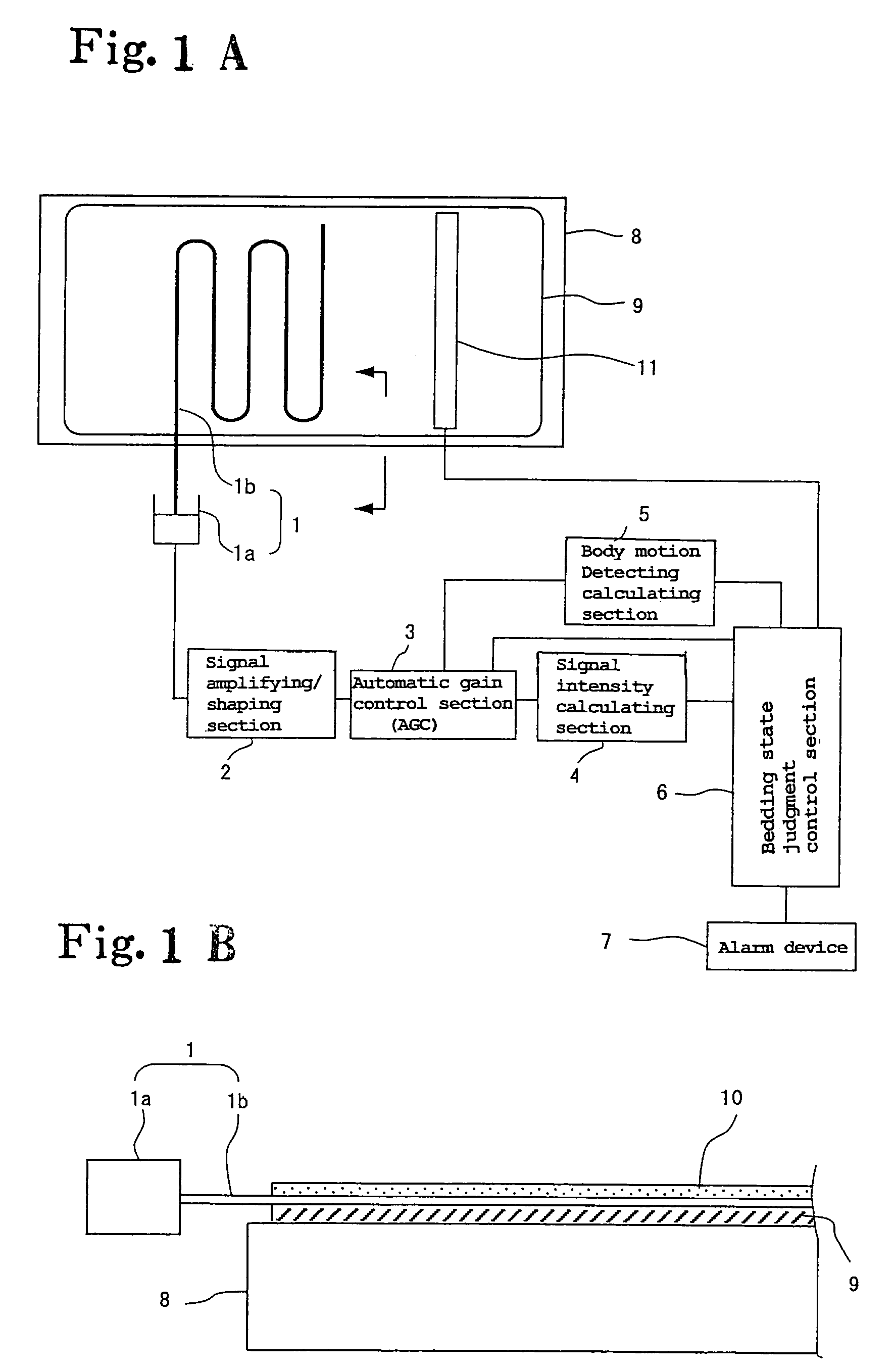 Biosignal intensity measuring method, bedding state judging method, and bedding state monitoring device