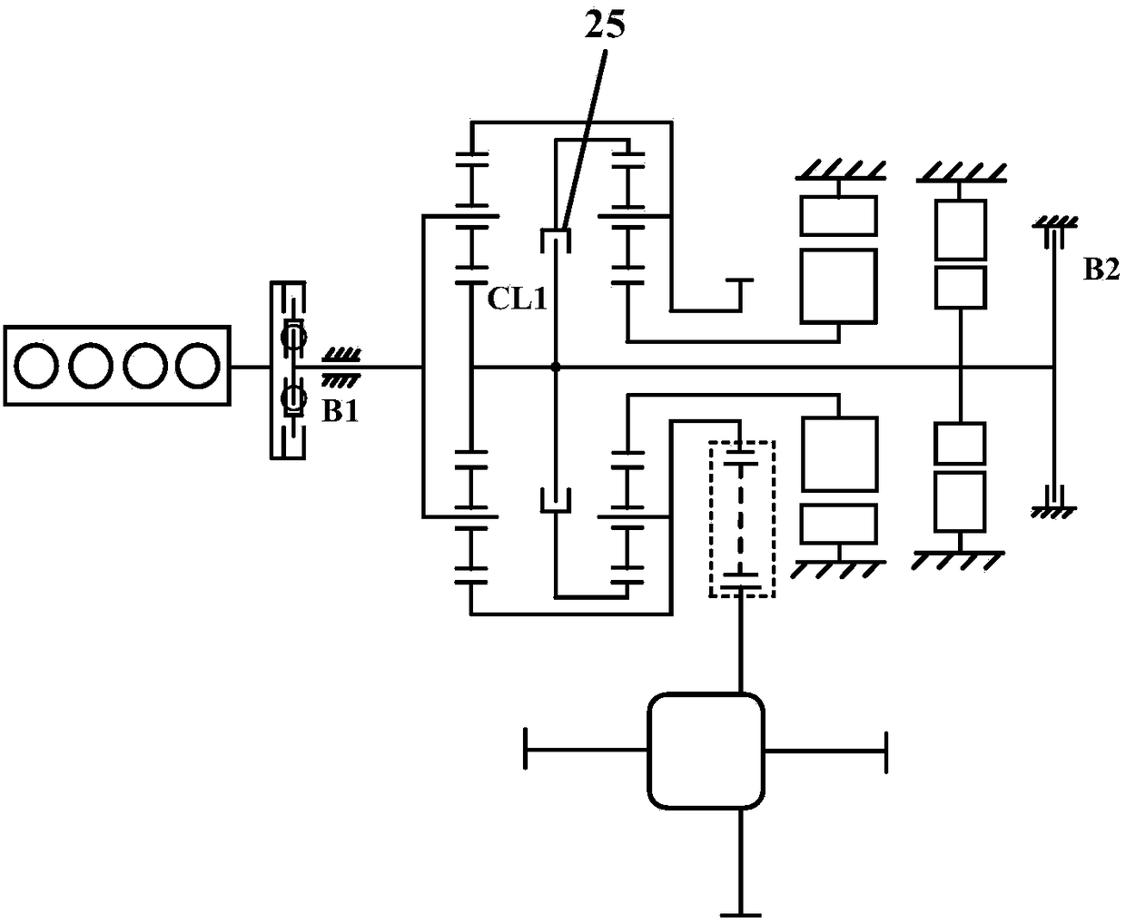 Hybrid electric vehicle power driving system based on double planetary lines