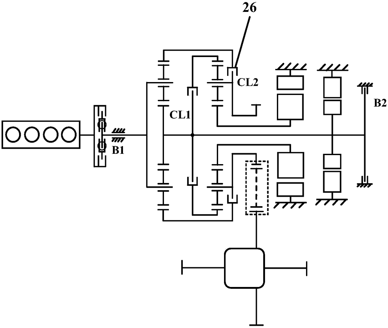 Hybrid electric vehicle power driving system based on double planetary lines